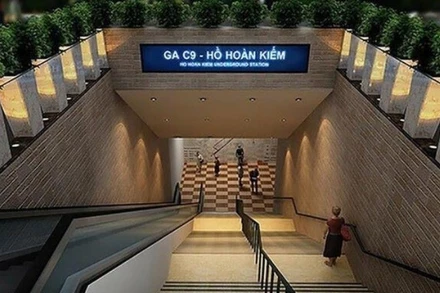 Phối cảnh nhà ga ngầm C9 tại khu vực hồ Hoàn Kiếm.