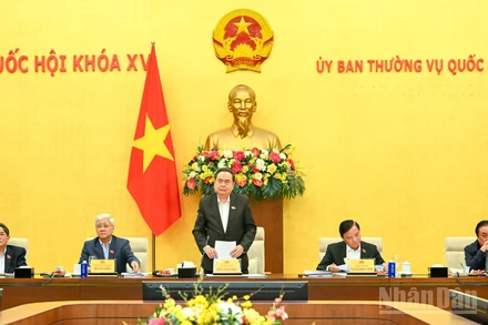 Chủ tịch Quốc hội Trần Thanh Mẫn phát biểu kết luận cuộc họp. 