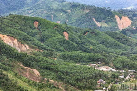 Những điểm sạt lở như những vết sẹo mà thiên tai đi qua để lại trên bề mặt núi rừng Đà Nẵng.