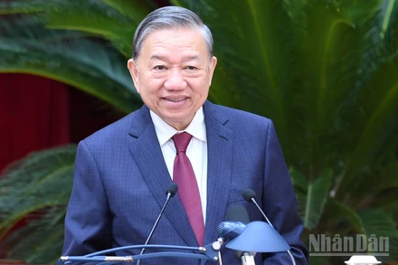 Tổng Bí thư Tô Lâm phát biểu bế mạc Hội nghị lần thứ 14 Ban Chấp hành Trung ương Đảng khóa XIII. (Ảnh: ĐĂNG KHOA)