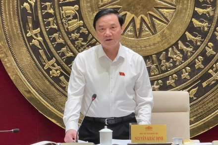 Phó Chủ tịch Quốc hội Nguyễn Khắc Định phát biểu chỉ đạo cuộc họp. (Ảnh: Hải Ngọc/TTXVN)