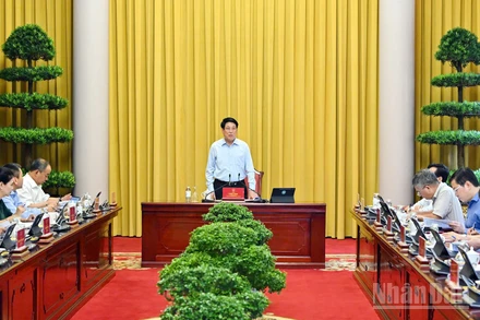 Chủ tịch nước làm việc với Văn phòng Chủ tịch nước về nhiệm vụ trọng tâm tháng 10/2025. (Ảnh: THỦY NGUYÊN)