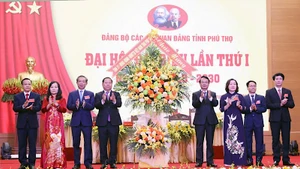 Bí thư Tỉnh ủy Đặng Xuân Phong chúc mừng đại hội.