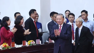 Tổng Bí thư Tô Lâm dự Lễ công bố Nghị quyết sáp nhập đơn vị hành chính tại Thành phố Hồ Chí Minh. (Ảnh: TTXVN)