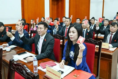 Đại hội Đảng bộ cơ quan Ban Tổ chức Trung ương biểu quyết thống nhất cao với phương hướng, nhiệm vụ trong giai đoạn mới. (Ảnh DUY LINH)