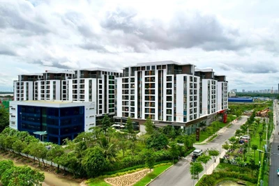 Dự án nhà ở xã hội Thủ Thiêm Green House sắp hoàn thành và đưa vào sử dụng trên đường Võ Chí Công, phường Cát Lái, Thành phố Hồ Chí Minh. (Ảnh: THẾ ANH)