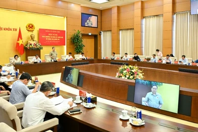 Quang cảnh hội nghị Ban Thường vụ Đảng ủy Quốc hội về công tác nhân sự. (Ảnh: DUY LINH)