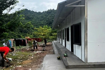 Trạm Y tế xã Mỹ Lý với 7 phòng đang được đơn vị thi công hoàn thiện những khâu cuối cùng.