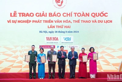 Lễ trao Giải Báo chí toàn quốc “Vì sự nghiệp phát triển Văn hóa, Thể thao và Du lịch” lần thứ 2 năm 2024. (Ảnh: SƠN TÙNG)