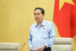 Chủ tịch Quốc hội Trần Thanh Mẫn, Chủ tịch Hội đồng Bầu cử quốc gia phát biểu tại phiên họp. (Ảnh: DUY LINH)