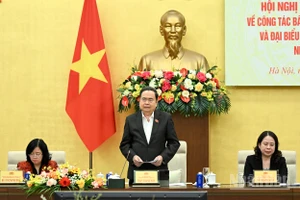 Chủ tịch Quốc hội, Chủ tịch Hội đồng Bầu cử quốc gia Trần Thanh Mẫn phát biểu kết luận hội nghị. (Ảnh: DUY LINH)