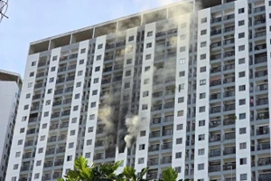 Hiện trường vụ cháy chung cư tại Nha Trang.