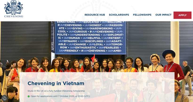 Học bổng Chevening đã mở đơn dành cho các ứng viên tại Việt Nam.