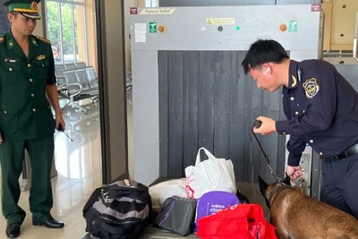 Lực lượng Hải quan kiểm tra, kiểm soát hàng hoá tại các cửa khẩu. (Ảnh: MINH PHƯƠNG)