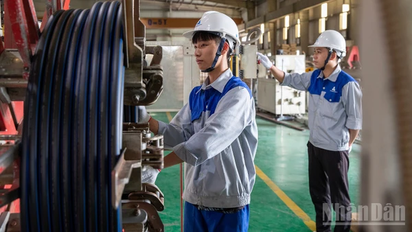 Người lao động ở Công ty Tân Á-Đại Thành. (Ảnh TÙNG NGUYÊN)