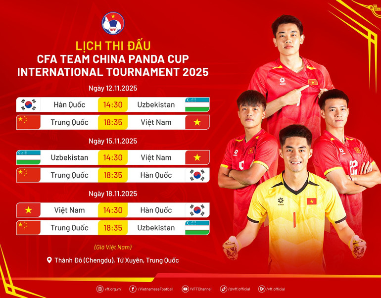 Lịch thi đấu CFA Team China Panda Cup 2025. (Nguồn: VFF) web-lichthidau-pandacup2025.png