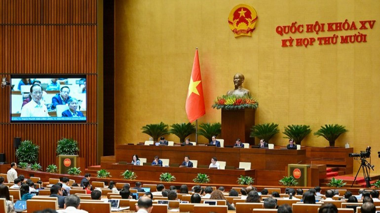 Quang cảnh phiên thảo luận của Quốc hội. (Ảnh: THỦY NGUYÊN)