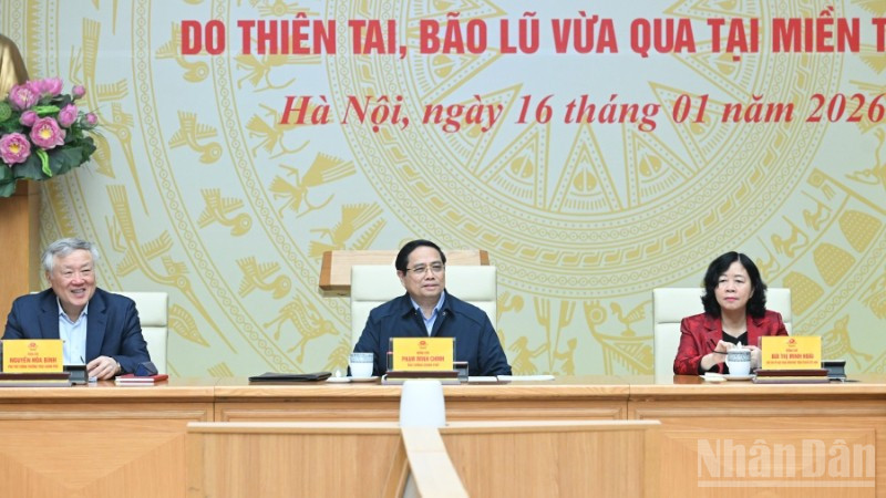 Thủ tướng Chính phủ Phạm Minh Chính chủ trì Hội nghị tổng kết "Chiến dịch Quang Trung". (Ảnh: TRẦN HẢI)