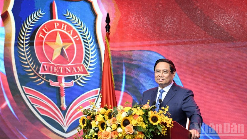 Thủ tướng Chính phủ Phạm Minh Chính phát biểu ý kiến tại buổi lễ. (Ảnh: TRẦN HẢI)