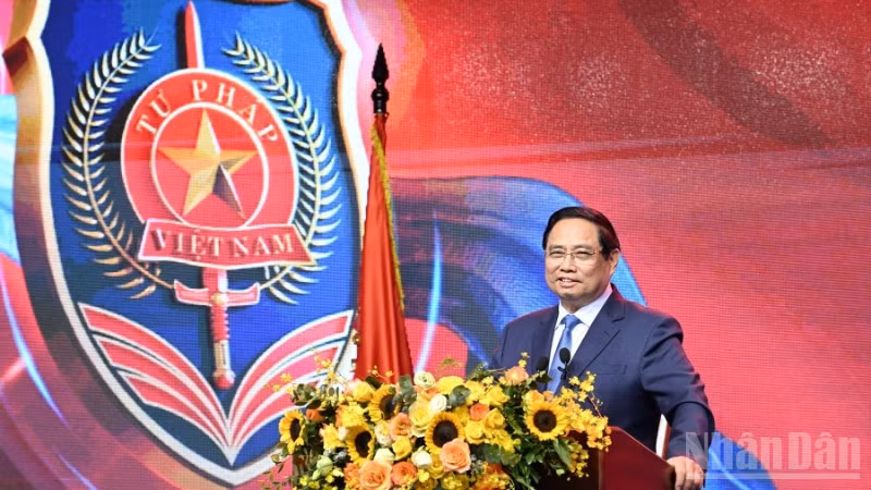 Thủ tướng Chính phủ Phạm Minh Chính phát biểu ý kiến tại buổi lễ. (Ảnh: TRẦN HẢI)