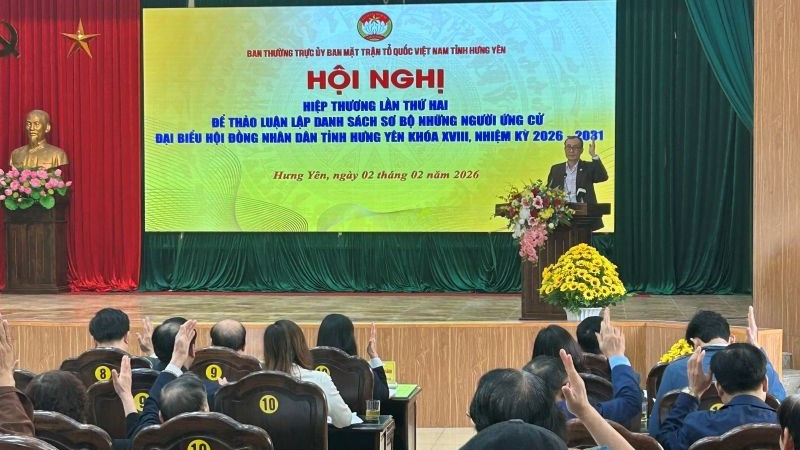 Hội nghị hiệp thương lần thứ hai thỏa thuận lập danh sách sơ bộ những người ứng cử đại biểu Quốc hội khóa XVI và đại biểu Hội đồng nhân dân tỉnh Hưng Yên khóa XVIII, nhiệm kỳ 2026-2031.