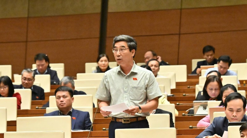 Đại biểu Quốc hội thành phố Đà Nẵng Trần Chí Cường phát biểu thảo luận tại hội trường. (Ảnh: ĐĂNG ANH)