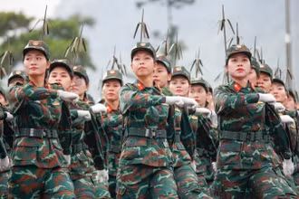 Bộ đội hợp luyện chuẩn bị cho Lễ kỷ niệm, diễu binh, diễu hành 80 năm Cách mạng tháng Tám thành công và Quốc khánh 2/9. (Ảnh: TV)