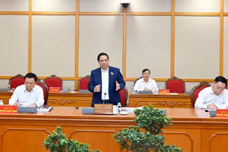 Đồng chí Phạm Minh Chính, Ủy viên Bộ Chính trị, Thủ tướng Chính phủ phát biểu tại buổi làm việc.