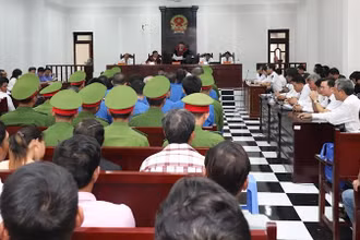 Quang cảnh phiên xét xử sơ thẩm.