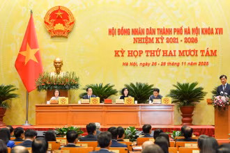 Quang cảnh phiên khai mạc Kỳ họp thứ 28 Hội đồng nhân dân thành phố Hà Nội.