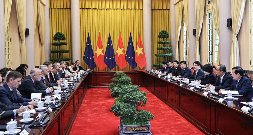 Chủ tịch nước Lương Cường tiếp Đại sứ EU và các nước EU.
