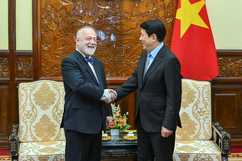 Chủ tịch nước Lương Cường tiếp Đại sứ Cộng hòa Séc. (Ảnh: Thủy Nguyên)