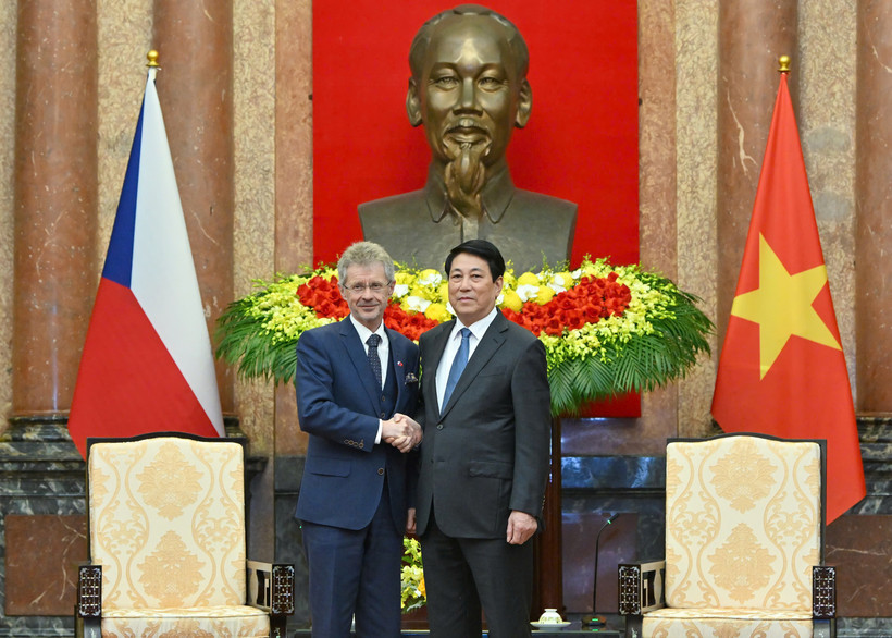 Chủ tịch nước Lương Cường tiếp Chủ tịch Thượng viện Quốc hội Cộng hòa Séc ngày 20/11. (Ảnh: Thủy Nguyên)