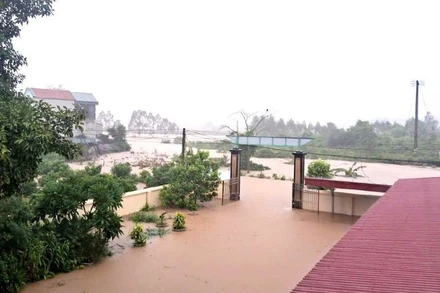 Nước lũ gây ngập tại xã Đại Sơn.