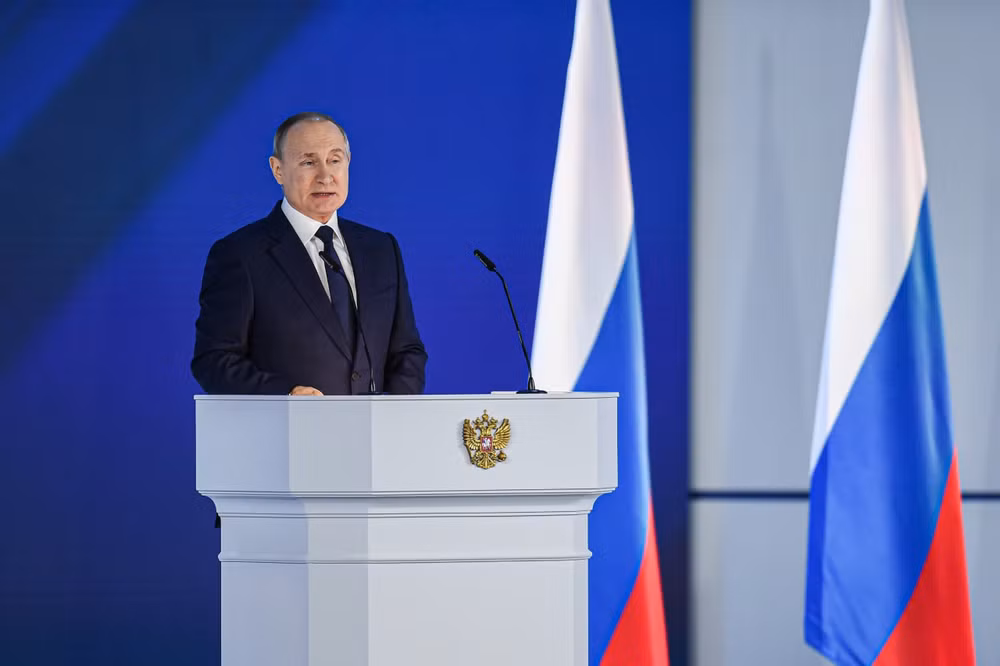 Tổng thống Nga Vladimir Putin tại cuộc họp ở thủ đô Moskva. (Ảnh: THX/TTXVN)