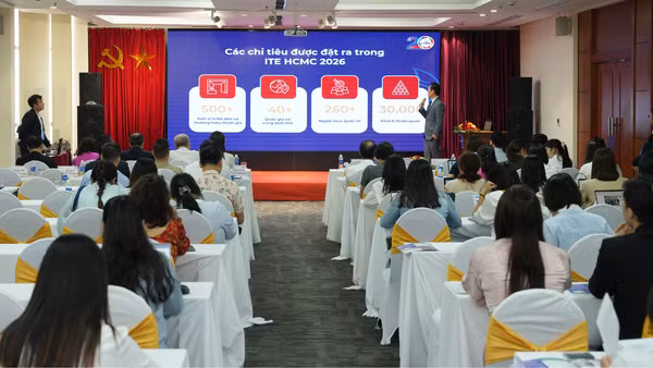 Các chỉ tiêu đặt ra trong ITE HCMC 2026 được thông tin tại buổi họp báo. 