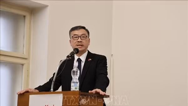 Đại sứ Việt Nam tại CH Séc Dương Hoài Nam phát biểu tại hội nghị.