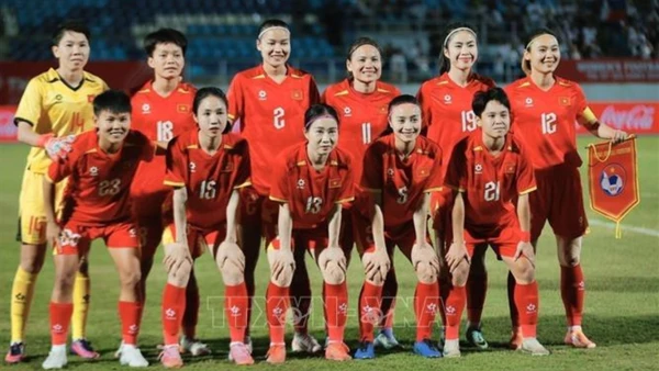 Đội hình xuất phát của Đội tuyển nữ Việt Nam. (Ảnh: TTXVN)
