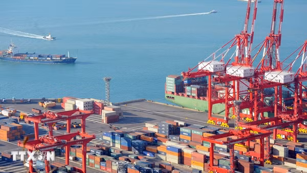 Cảng hàng hóa Busan, Hàn Quốc. (Ảnh: TTXVN)