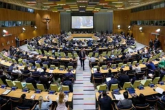 Hội nghị quốc tế của Liên hợp quốc về xung đột Israel-Palestine ngày 28/7. (Ảnh: UN)
