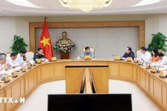 Quang cảnh cuộc họp về các dự án hợp tác Việt Nam-Lào. (Ảnh: PHẠM KIÊN/TTXVN)