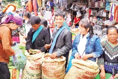 Nông thổ sản, mặt hàng bản địa được mua bán, trao đổi nhiều ở chợ Mường Hum.