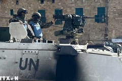 Đoàn xe của Lực lượng Lâm thời của Liên hợp quốc tại Liban (UNIFIL) được triển khai tại Sidon, Liban. (Ảnh: THX/TTXVN)