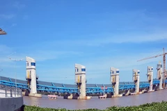 Cống Cái Lớn, một trong những hạng mục chính của Hệ thống thủy lợi Cái Lớn-Cái Bé. (Ảnh: QUỐC TRINH)