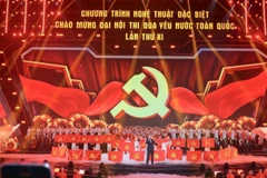 Chương trình nghệ thuật đặc biệt chào mừng Đại hội Thi đua yêu nước toàn quốc. (Ảnh: TTXVN)