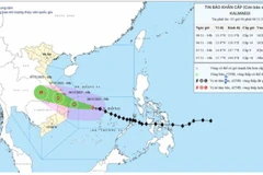 Bản đồ dự báo quỹ đạo và cường độ bão số 13 (Kalmaegi) phát lúc 5 giờ sáng 6/11/2025. (Nguồn: Trung tâm Dự báo khí tượng thủy văn quốc gia)