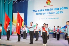 Các đại biểu thực hiện nghi thức khai mạc Trại huấn luyện Kim Đồng toàn quốc năm 2025.