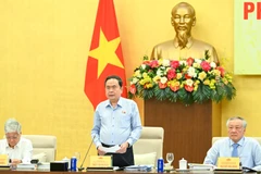 Chủ tịch Quốc hội Trần Thanh Mẫn, Chủ tịch Hội đồng Bầu cử Quốc gia phát biểu khai mạc phiên họp. (Ảnh: DUY LINH)
