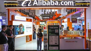 Gian hàng của Alibaba tại hội chợ xuất nhập khẩu ở Quảng Châu, tỉnh Quảng Đông, Trung Quốc, ngày 15/10/2024. (Ảnh: THX)