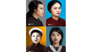 4 nữ Anh hùng-Liệt sĩ Công an nhân dân đầu tiên của nước ta được phục dựng lại ảnh.